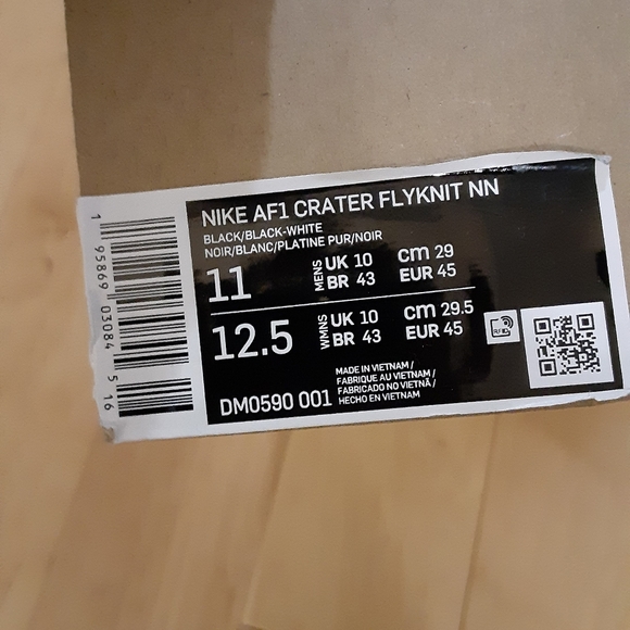 Nike air force 1 flyknit crater size 11 black white oreo men's new - Picture 10 of 10